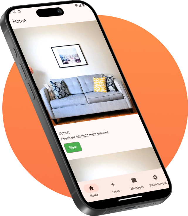 Smartphone auf dem die Natürliche RessourcenApp geöffnet ist.
